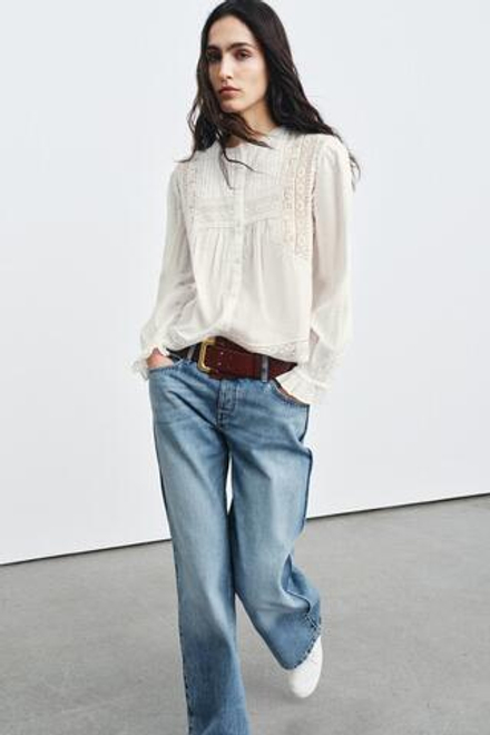 ZARA РУБАШКА С ВЫШИВКОЙ — ZW COLLECTION, ЭКРЮ