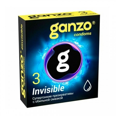 Презервативы GANZO Invisible, гладкие, супертонкие, с доп. смазкой, 3 шт