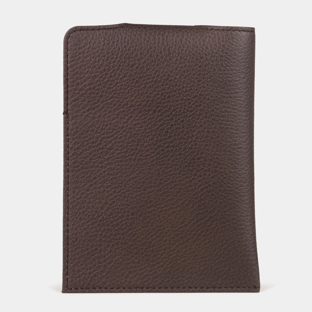 Обложка-кармашек для паспорта London из кожи теленка, темно-коричневого цвета