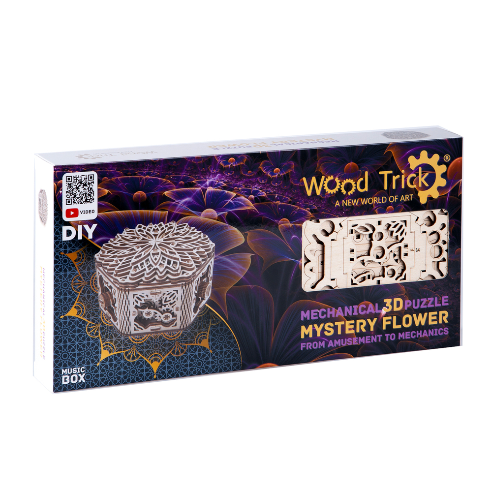 Механическая шкатулка из дерева Wood Trick Таинственный цветок