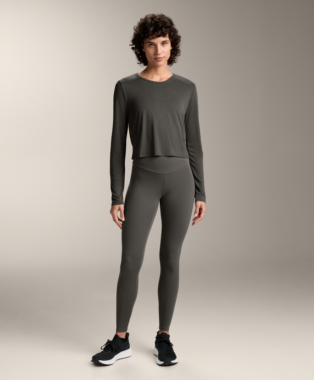 Oysho Укороченная футболка с перекрестной спинкой, антрацитовый