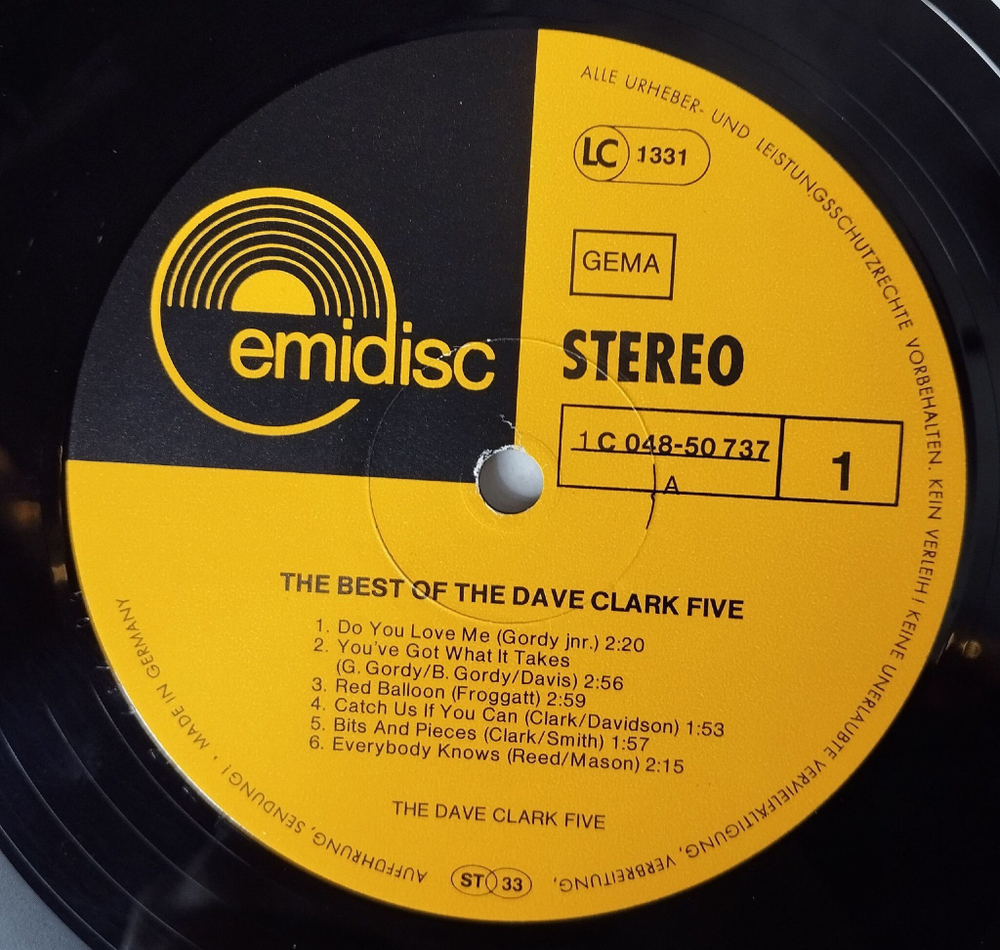 Винтажная виниловая пластинка LP The Best Of The Dave Clark Five (Germany 1973)