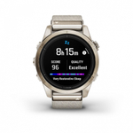 Смарт часы Garmin Epix Pro (Gen 2) Sapphire Edition 42 мм, золотистый корпус с нейлоновым ремешком сливочного цвета