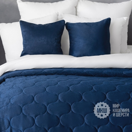 Стеганое велюровое покрывало ДОВВЕР (арт. BL02-288-06) - 230х250 см. - синий