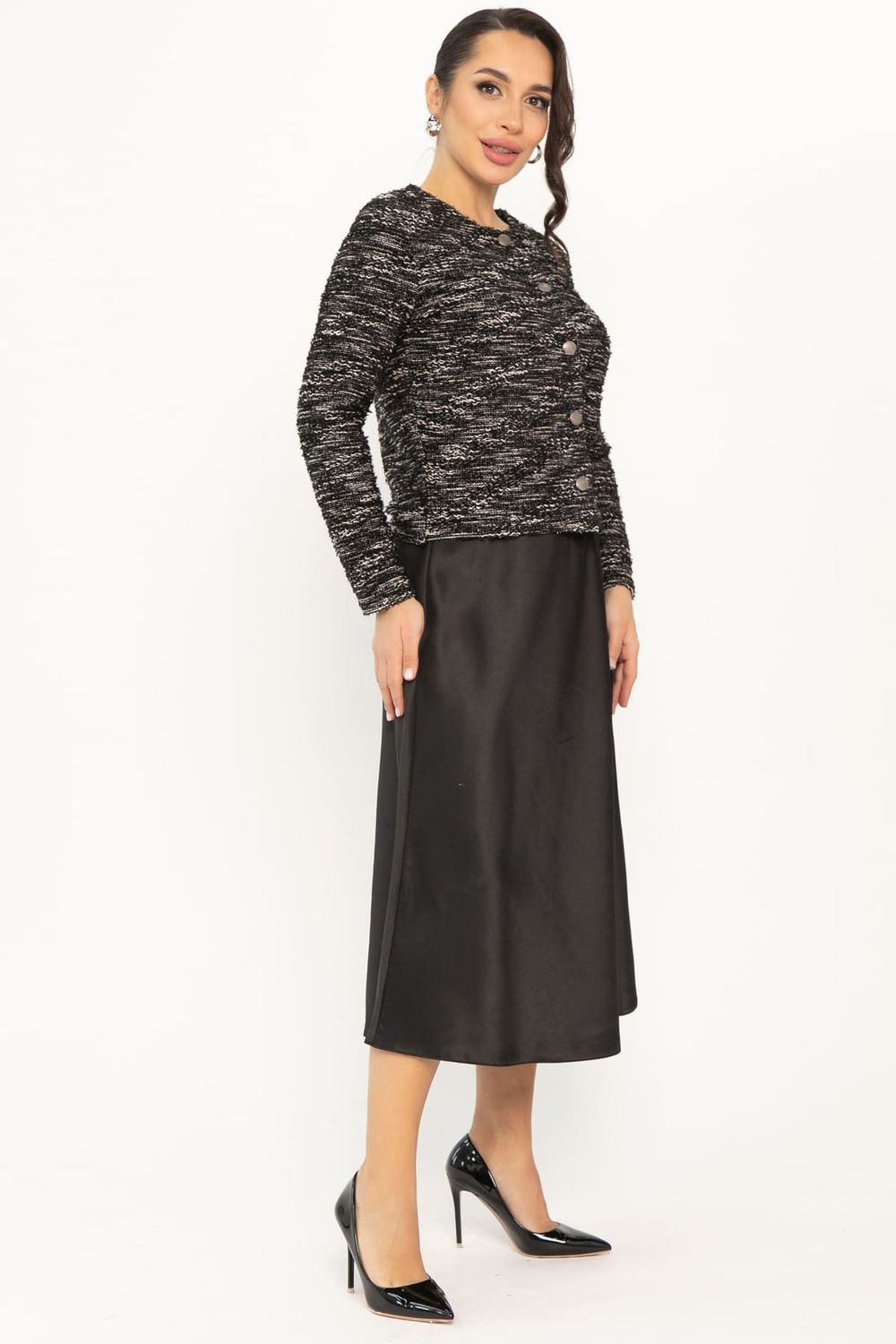 Костюм с атласной юбкой Лизетт (черный) К14677-10М LT Collection