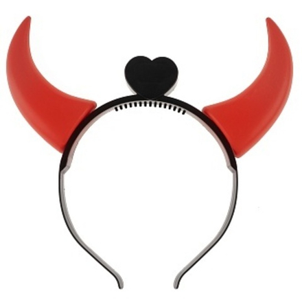 Светодиодный ободок, Рожки Чертенка, Черный/Красный