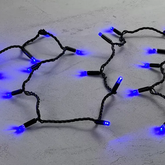 Светодиодная гирлянда с колпачком 100 синих LED ламп 10 м., 220-230 В., черный провод ПВХ, IP65, Beauty Led (PST100CAP-11-2B)