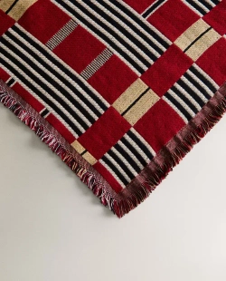 ZARA HOME ХЛОПКОВЫЙ ПЛЕД, КРАСНЫЙ