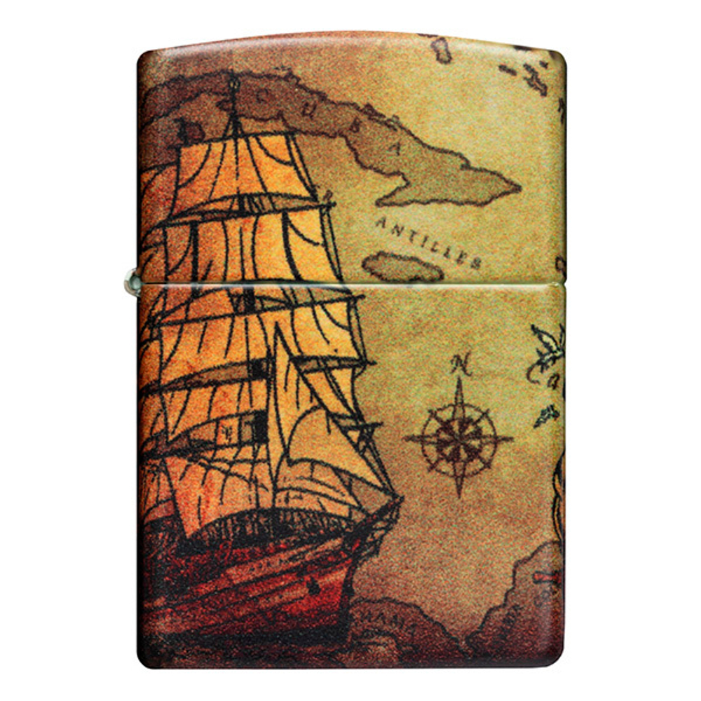 Зажигалка Zippo Pirate Ship с покрытием White Matte