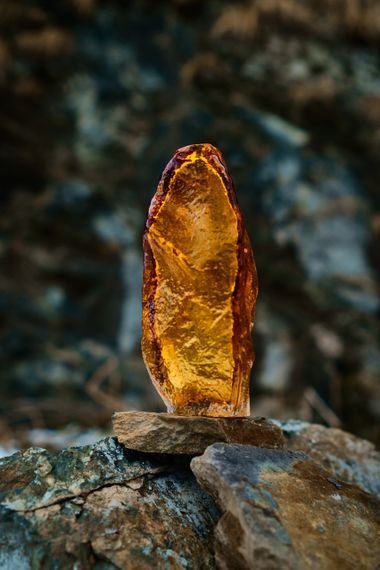 Ирен (янтарь) Ваза стеклянная 16х11х38см