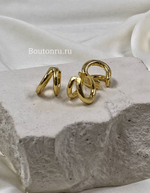Серьги каффы золотые двойные