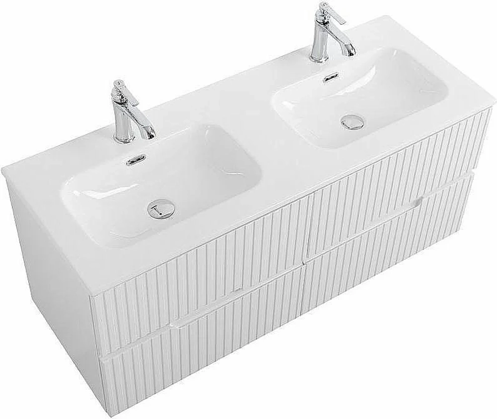 Тумба с раковиной Cezares DUET-N 120 DUET-N-1200-4C-SO-2-BL белая глянцевая