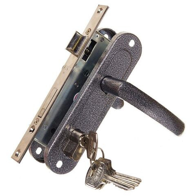 Замок врезной Зенит, ЗВ7-70.4-02, БП-00011070, ручка в комплект, цилиндровый, серебр