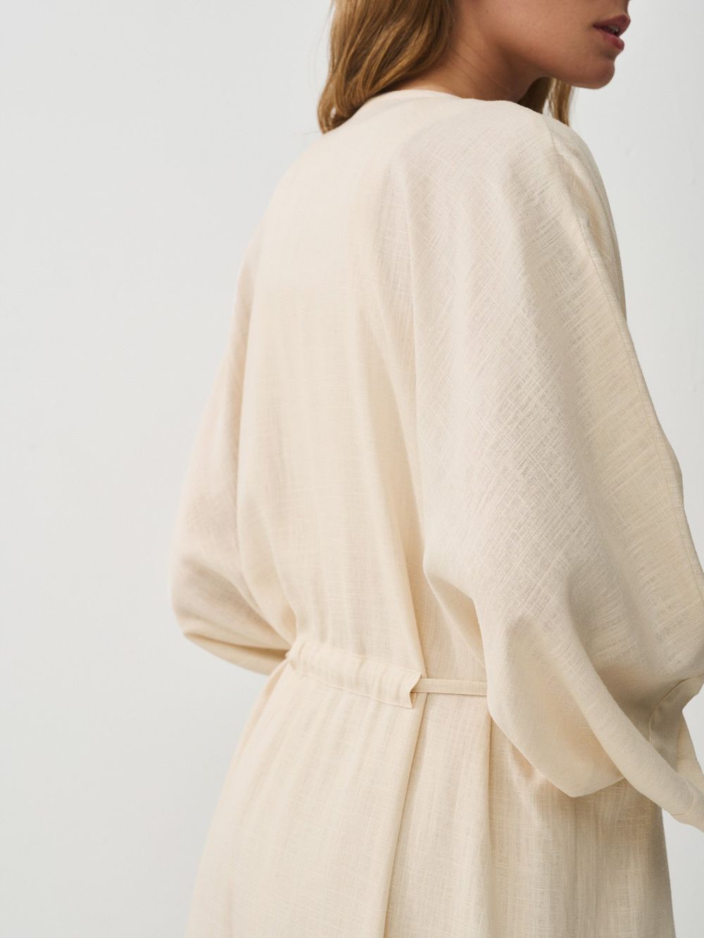 Кимоно из смесового льна "Беж" женское