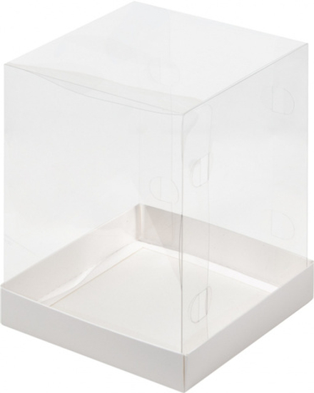 Коробка под торт и кулич с прозрачным куполом 160*160*200 (белая)