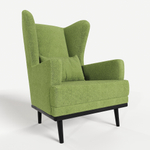 Мягкое кресло с ушами Фантазёр L-9 (Зеленый), искусственный мех, на высоких ножках, для отдыха и чтения книг. В гостиную, балкон, спальню и переговорную комнату.