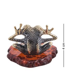 AM-4032 Фигурка «Лягушка Кривляка» (латунь, янтарь)