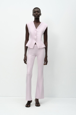 ZARA ТОП ИЗ ИНТЕРЛОКА БЕЗ РУКАВОВ, РОЗОВЫЙ