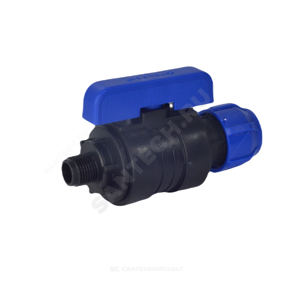 Кран шаровой компрессионный ПЭ Дн 25х3/4" НР Ру16 VALFEX 1210012625034