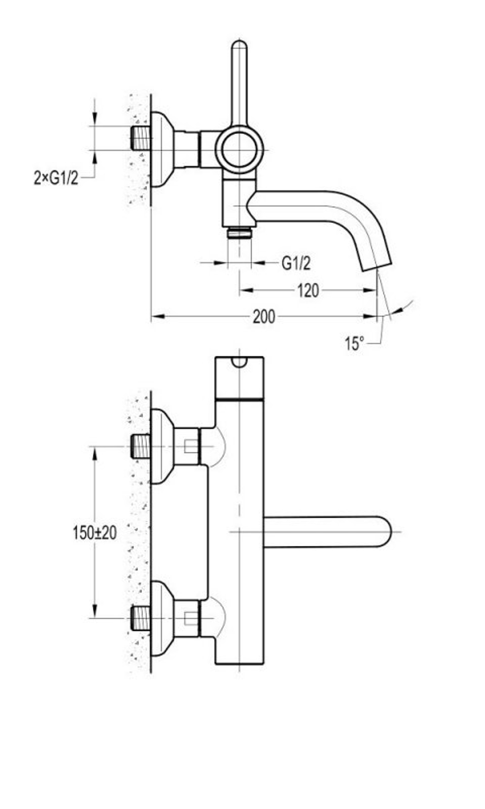 Смеситель для ванны и душа Cezares ECO-VD-NOP