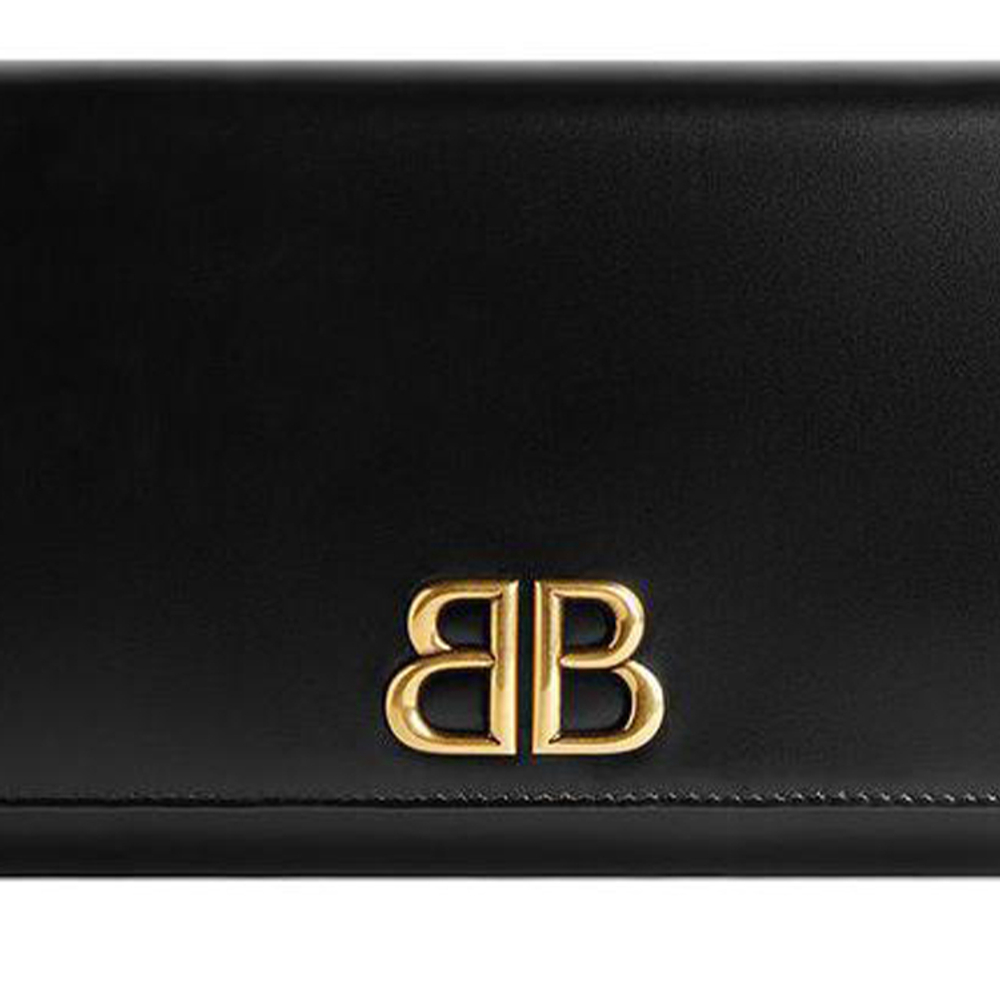 Balenciaga Flap Closure Cow Leather Clutch Women"s Black