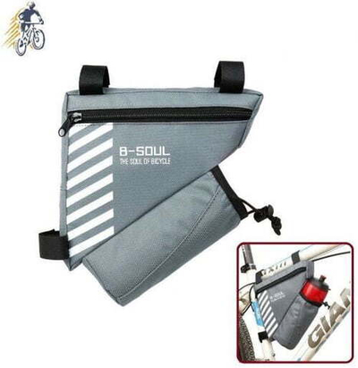Велосумка, "B-Soul", крепление под раму, треугольник, (210х190х50), полиэстер, с карманом для бутылк