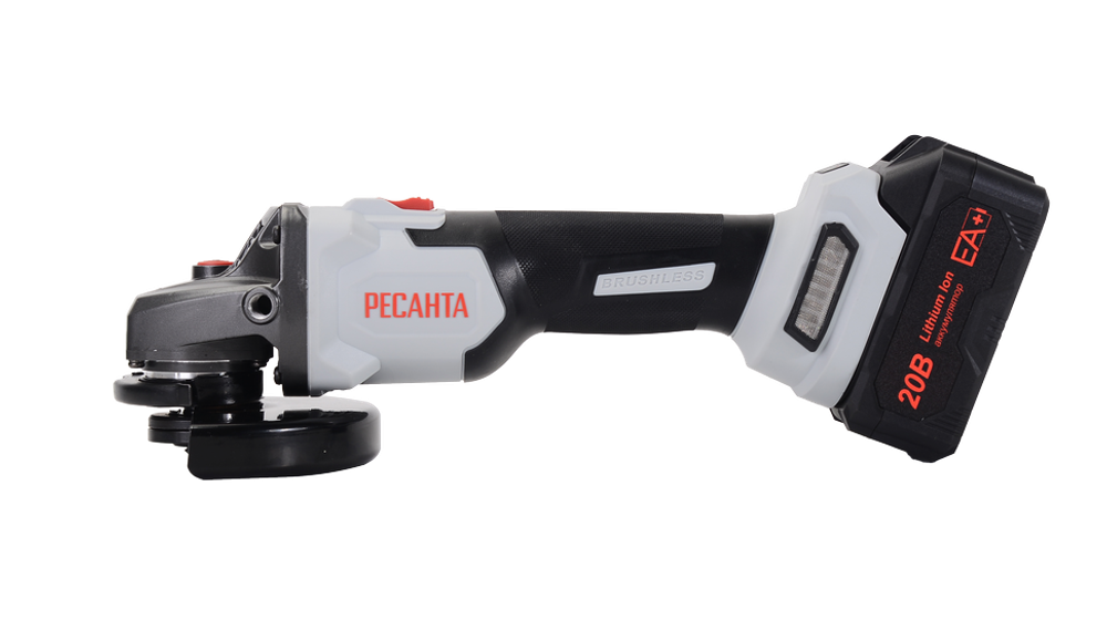 Углошлифовальная машина аккумуляторная Ресанта АУШМ-125/20Li-R (в комплекте 1 АКБ и ЗУ) ЕА+ в кейсе