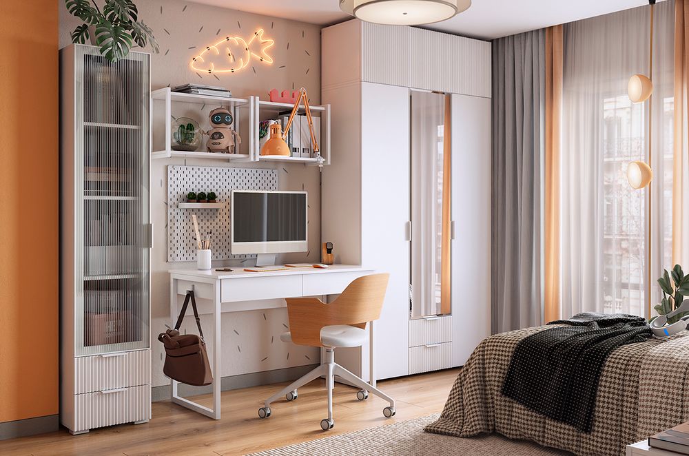 Антресоль "Зефир" трехдверная 119.01 (Белое дерево/Белый (эмаль))