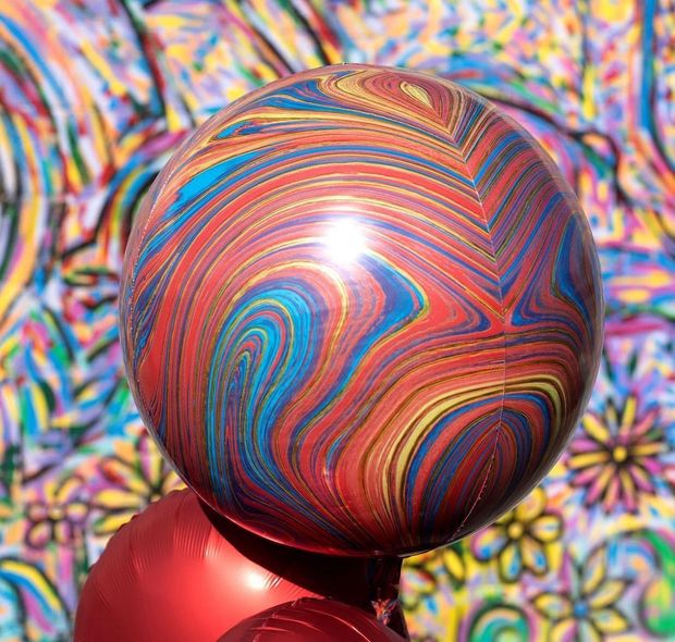 Шар 3D сфера, фольга, 15"/38 см, мрамор цветной (AN) (БГ-19)