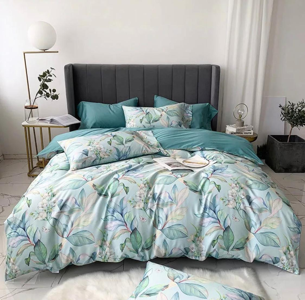 Комплект постельного белья ZEPHYR HOME ЕВРО пг. Мако-Сатин,Египетский хлопок Голубой