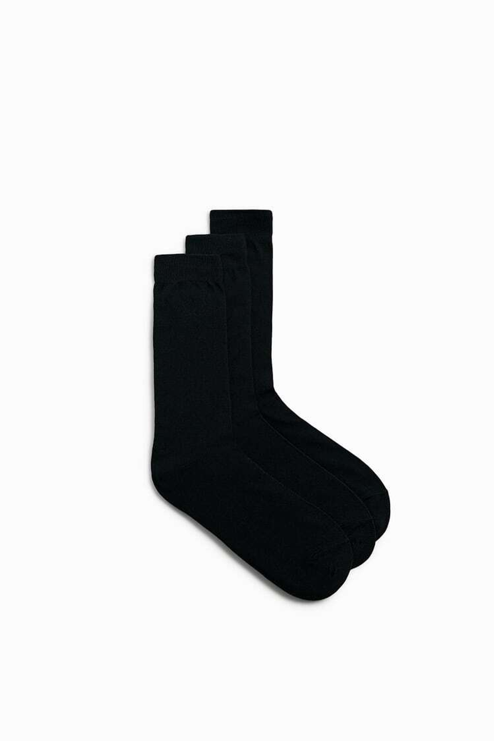 ZARA НАБОР ИЗ 3 ПАР НОСКОВ ИЗ УЛУЧШЕННОГО ХЛОПКА, ЧЕРНЫЙ