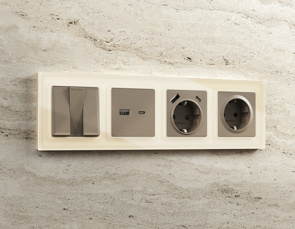 MA641010 Комплект механизма розетки ALFA Темная бронза матовый 2USB A+C 20W (быстрая зарядка) QUANT (AP6410, VM177)