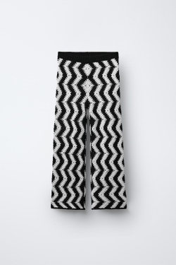 ZARA ВЯЗАНЫЕ БРЮКИ, ЭКРЮ/ЧЕРНЫЙ