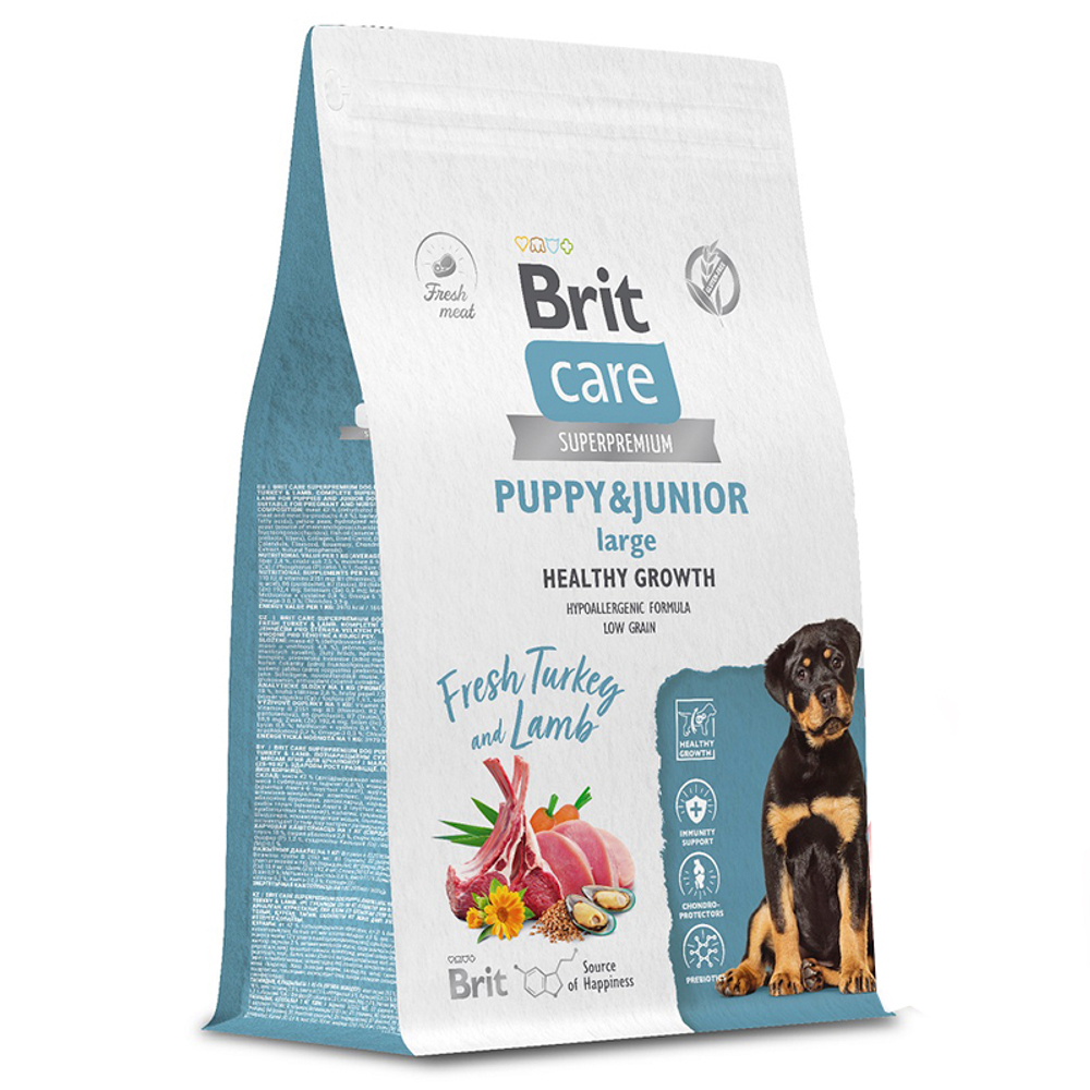 Корм Brit Care Dog Puppy&Junior L Healthy Growth индейка ягненок для щенков круп.пород 3кг 22.10.24