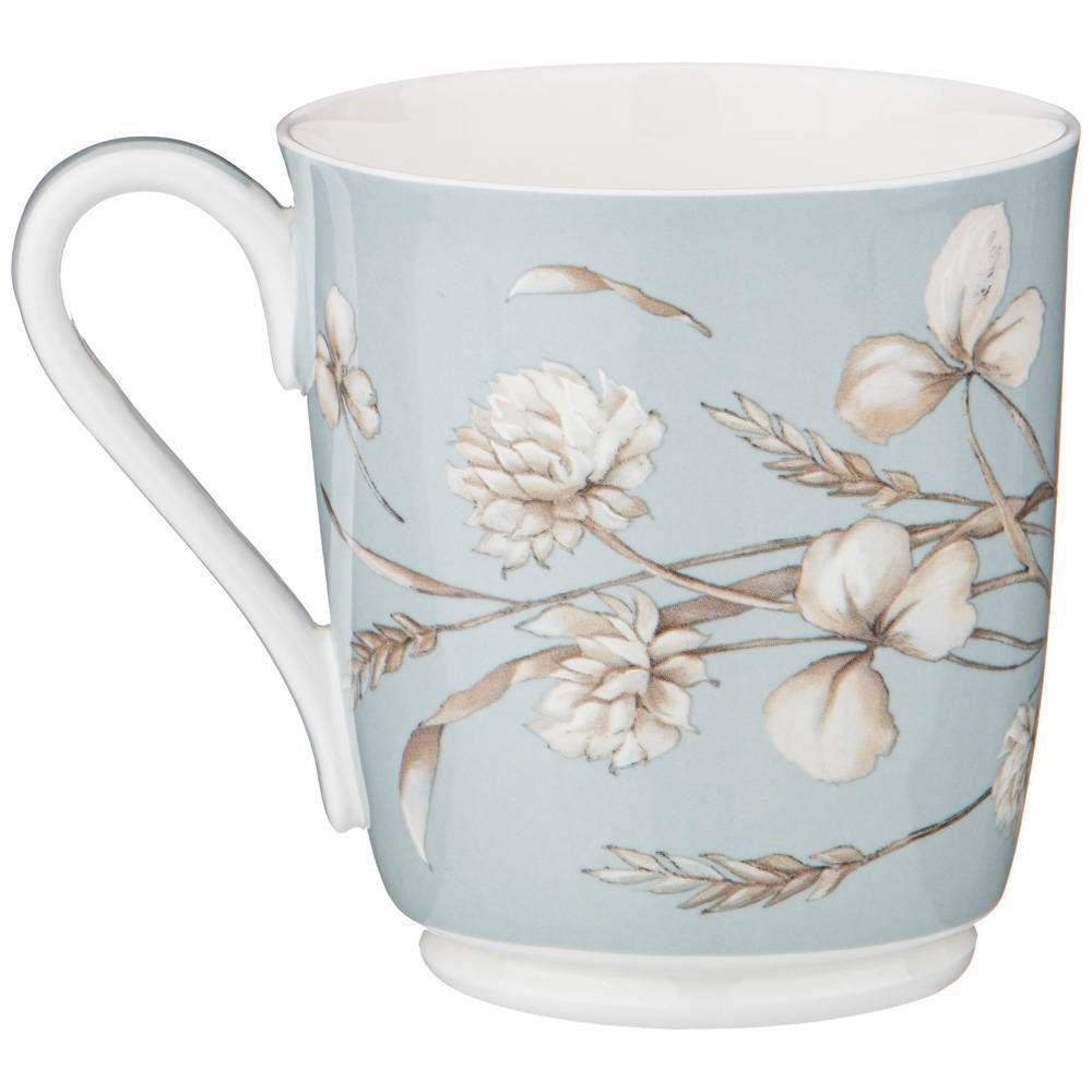 КРУЖКА LEFARD "БЕЛЫЙ ЦВЕТОК" 320 МЛ ГОЛУБАЯ (КОР=36ШТ.)