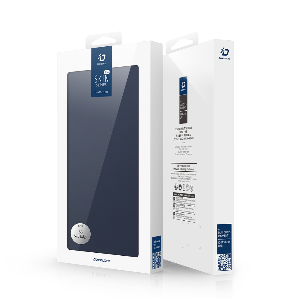 Чехол книжка из PU кожи синего цвета от Dux Ducis для смартфона Samsung Galaxy S25 Edge, серия Skin Pro Series Case