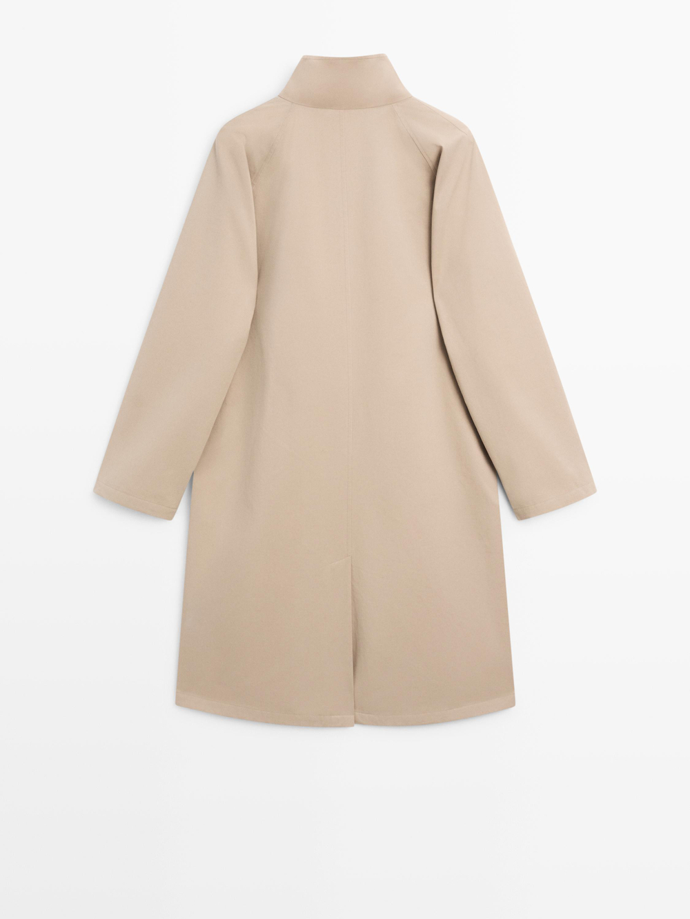 Massimo Dutti Длинный тренч из 100% хлопка с застежкой сбоку, бежевый