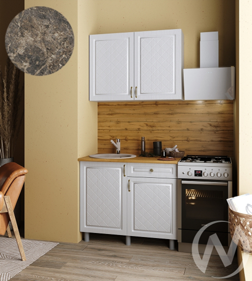 Кухня Вильма 1.0м (корпус белый/арктик; арктик) 38мм королевский опал