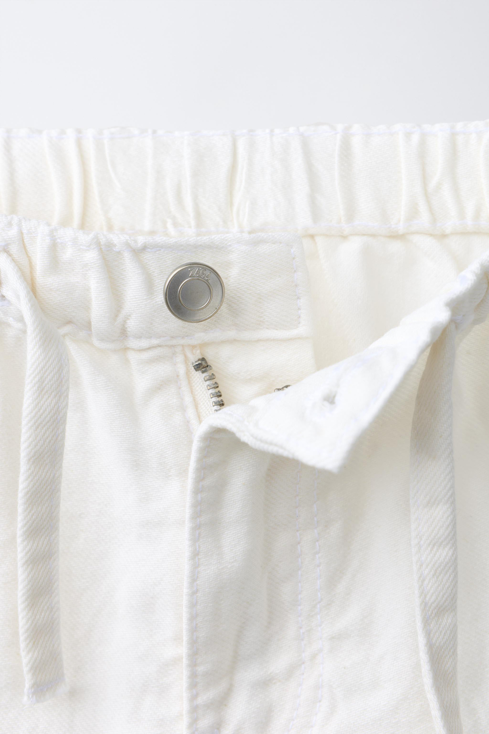 ZARA ШОРТЫ С ВЫШИВКОЙ, БЕЛЫЙ
