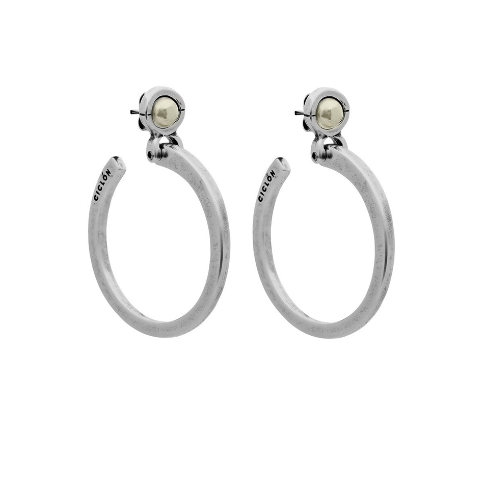 Серьги-кольца Ciclon Liberte с серебряным покрытием и жемчугом Swarovski A211605-40 BW/S
