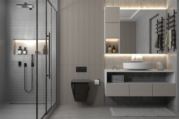 Комплект подвесной унитаз ABBER Rechteck AC1201MB черный матовый с инсталляцией AC0105 и кнопкой AC0120MW белая матовая