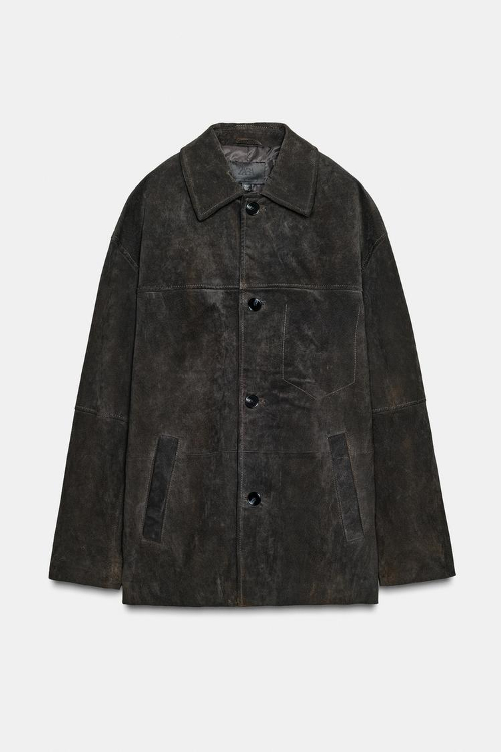 ZARA КУРТКА ОВЕРСАЙЗ ИЗ 100% ЗАМШИ, ЦВЕТ РЖАВЧИНЫ