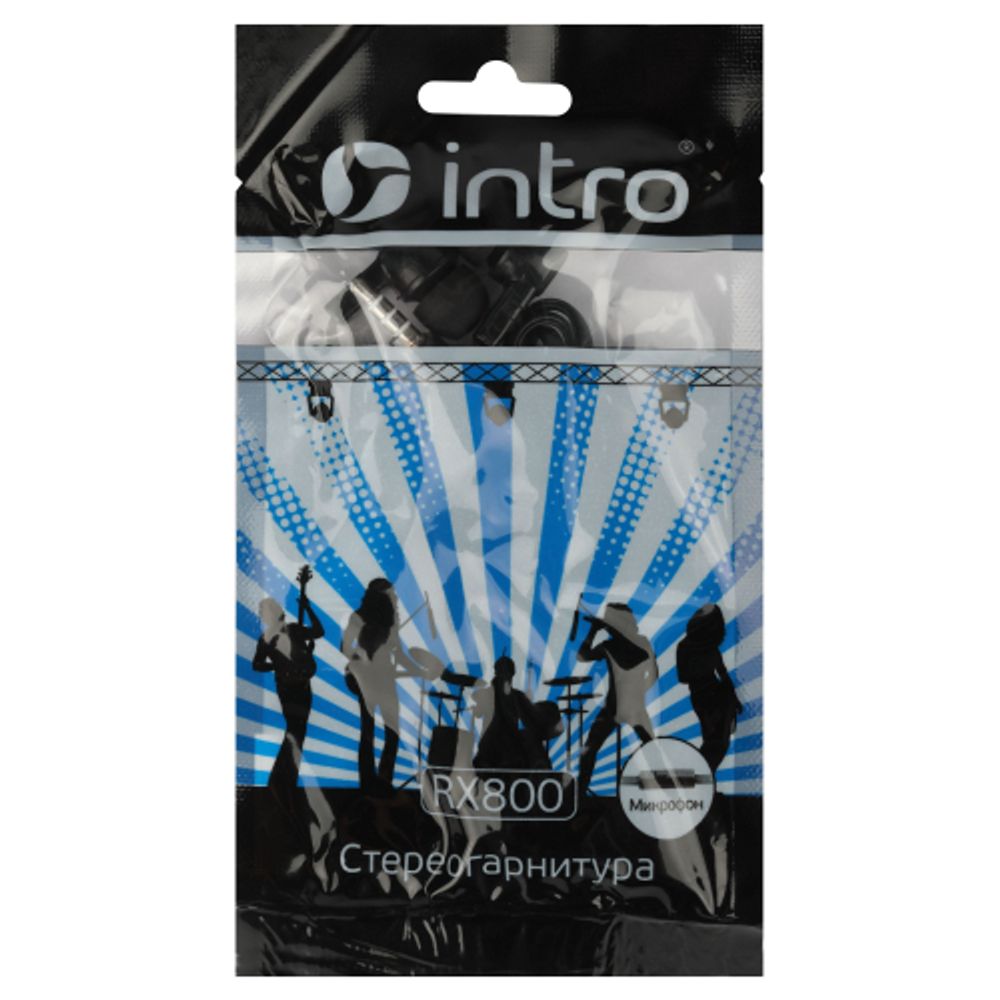 Наушники проводные Intro RX800 айфон самсунг apple вкладыши с микрофоном черные