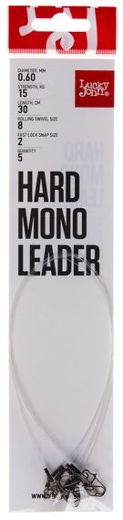 Поводки LJ HARD MONO оснащ. вертл. и застеж. 15кг 30см 5шт.