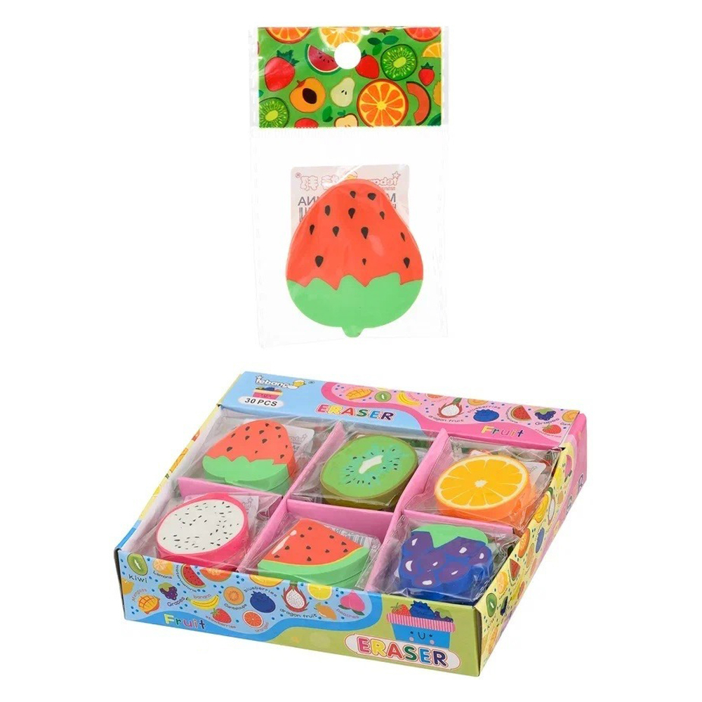 Ластик Basir, фигурный, серия "Ягоды фрукты", цветной корпус в форме ярких фруктов и ягод