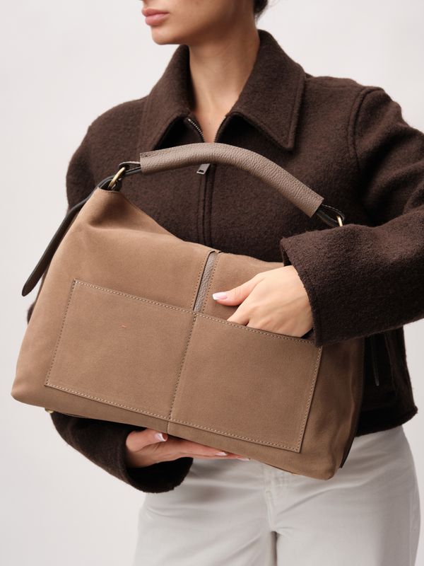 Замшевая сумка Andrea DBR 31374 серо-коричневый