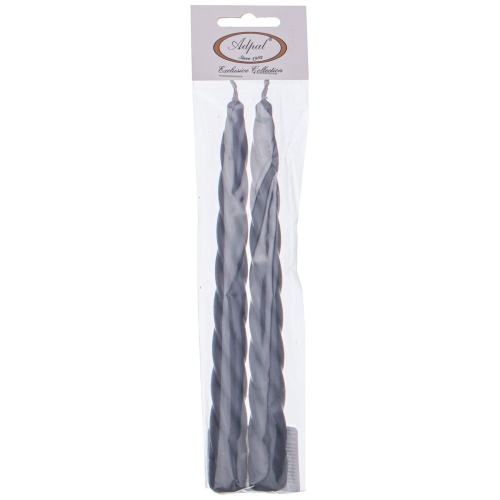 НАБОР СВЕЧЕЙ ADPAL ИЗ 2ШТ ВИТЫЕ 23СМ СЕРЫЙ