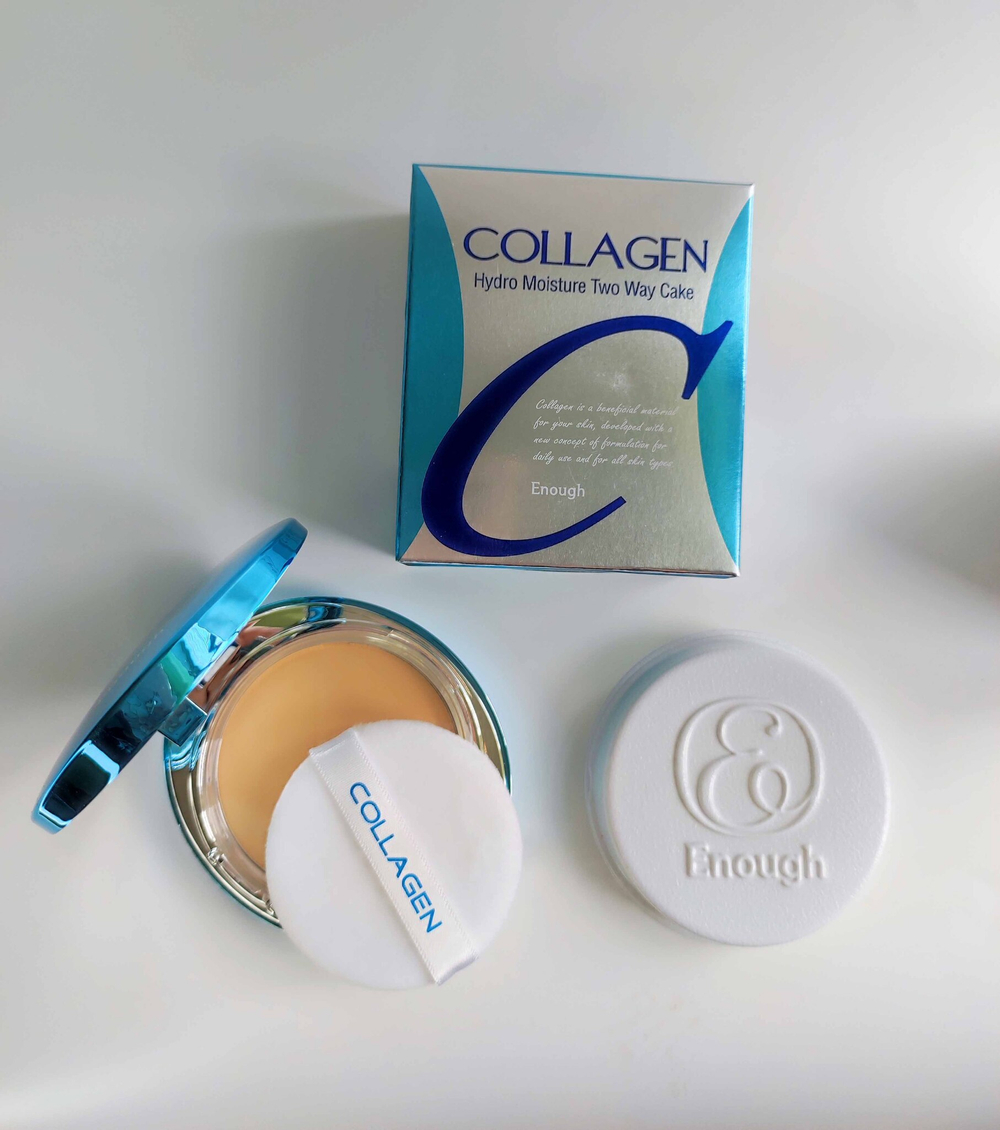 тон 21 Увлажняющая пудра для лица с коллагеном ENOUGH COLLAGEN TWO WAY CAKE INCLUDING REFILL SPF25 со сменным блоком