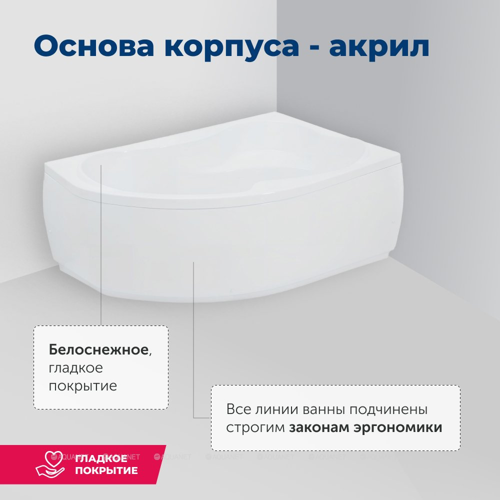 Акриловая ванна Aquanet (Акванет) Capri 160x100 R с каркасом