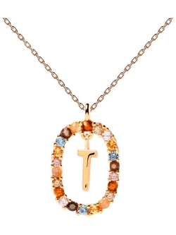 Колье Буква T серебро 925 пробы покрытое золотом